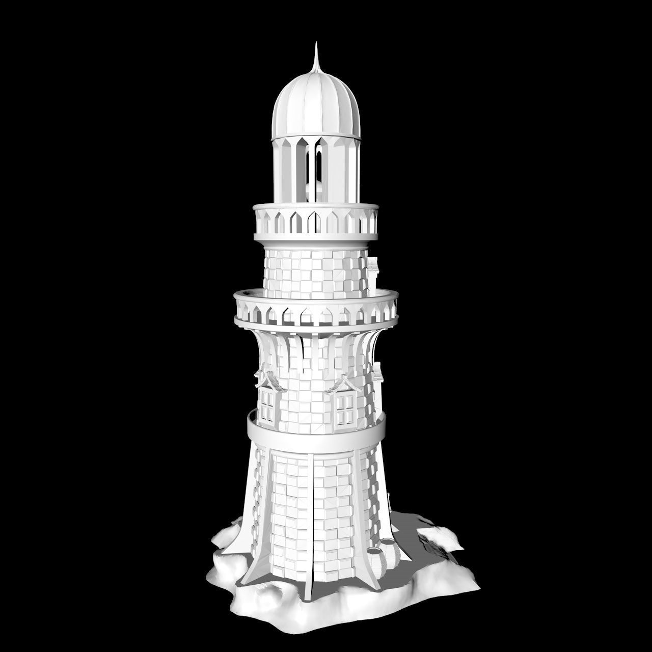 MEDIEVAL LIGHTHOUSE 3D print model_14