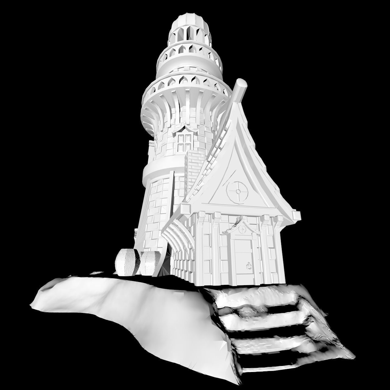 MEDIEVAL LIGHTHOUSE 3D print model_17
