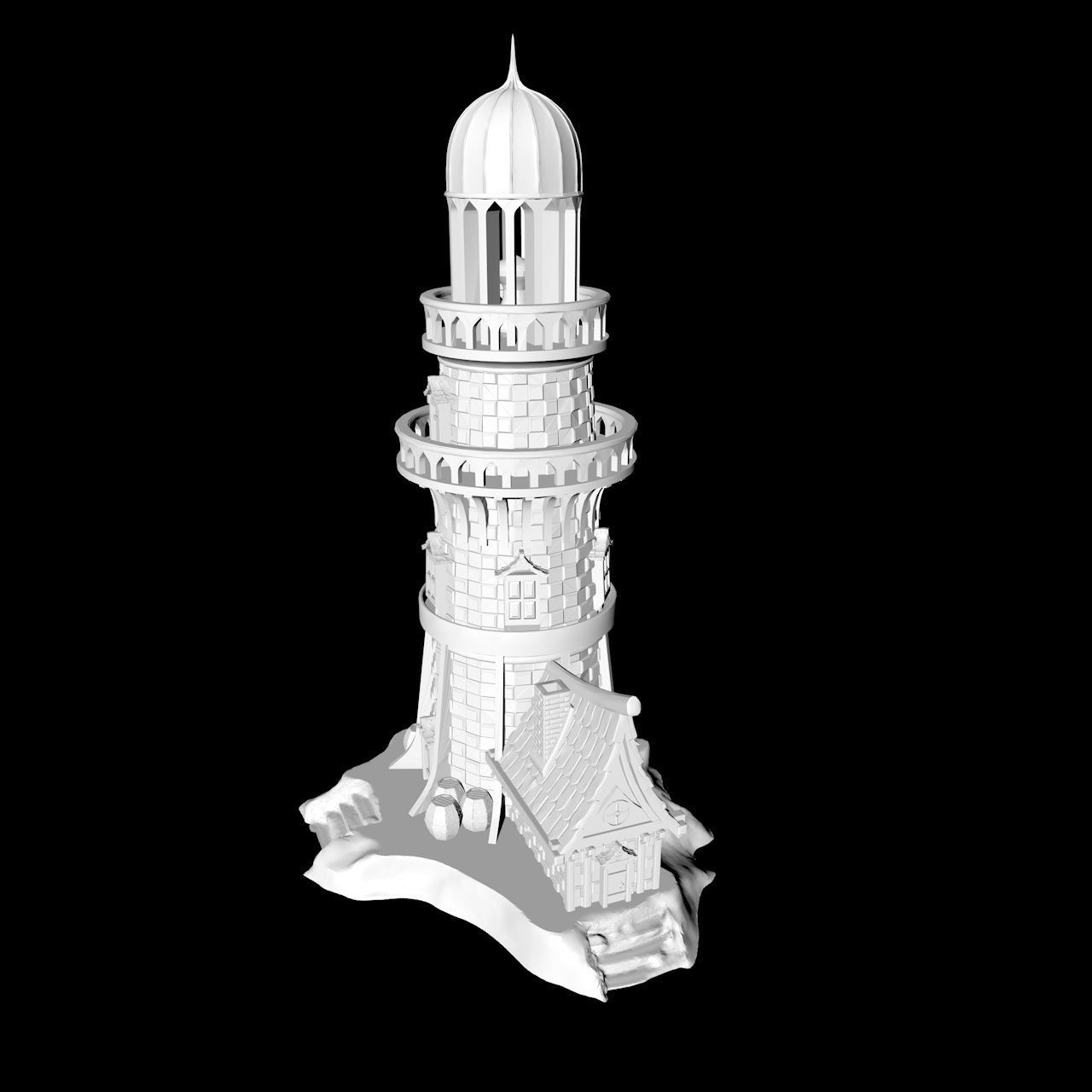 MEDIEVAL LIGHTHOUSE 3D print model_11
