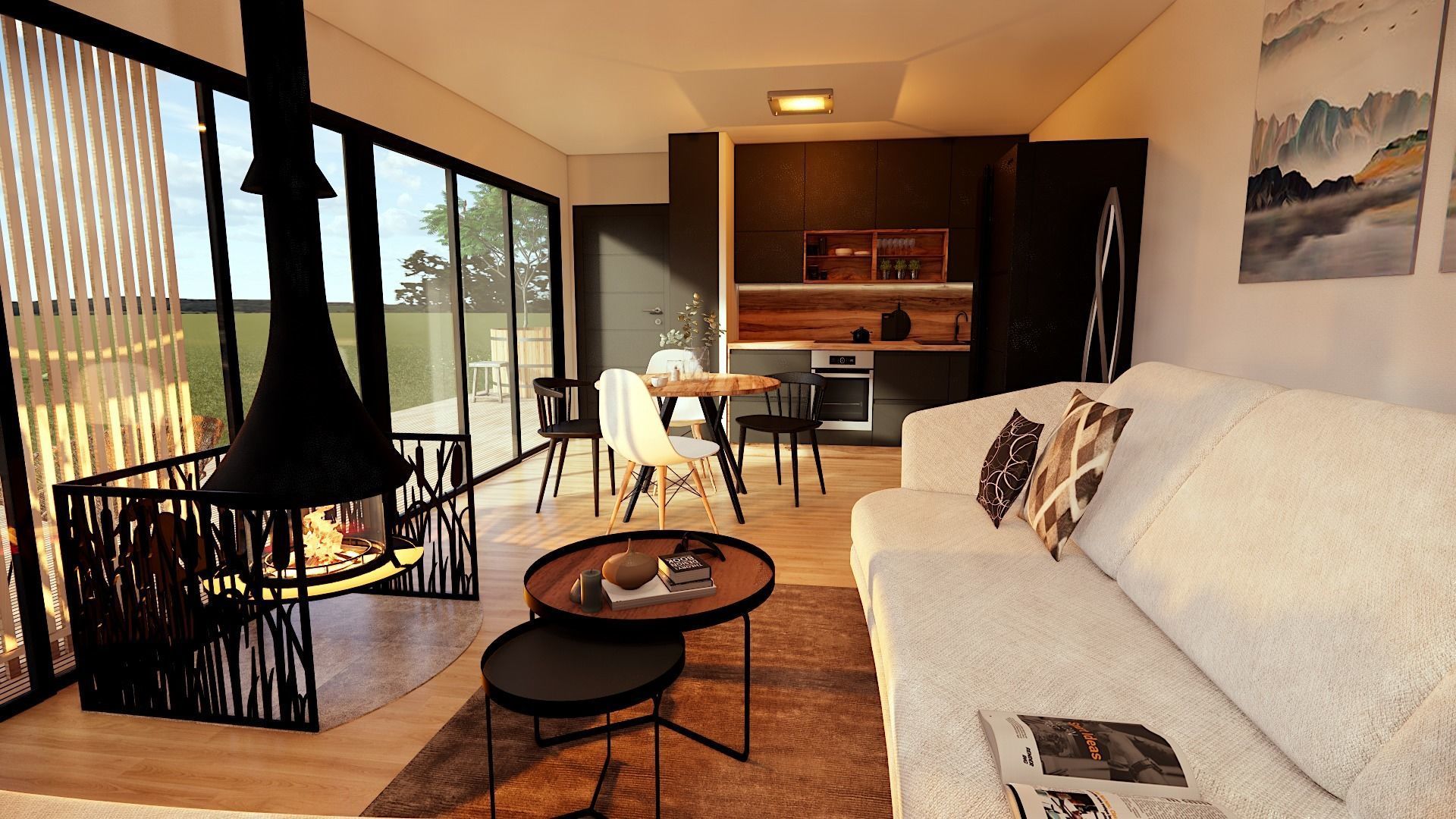 modern vacation residential house on 40m2 3d model Low-poly 3D model_2