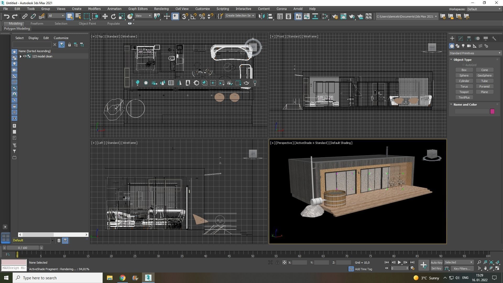 modern vacation residential house on 40m2 3d model Low-poly 3D model_13
