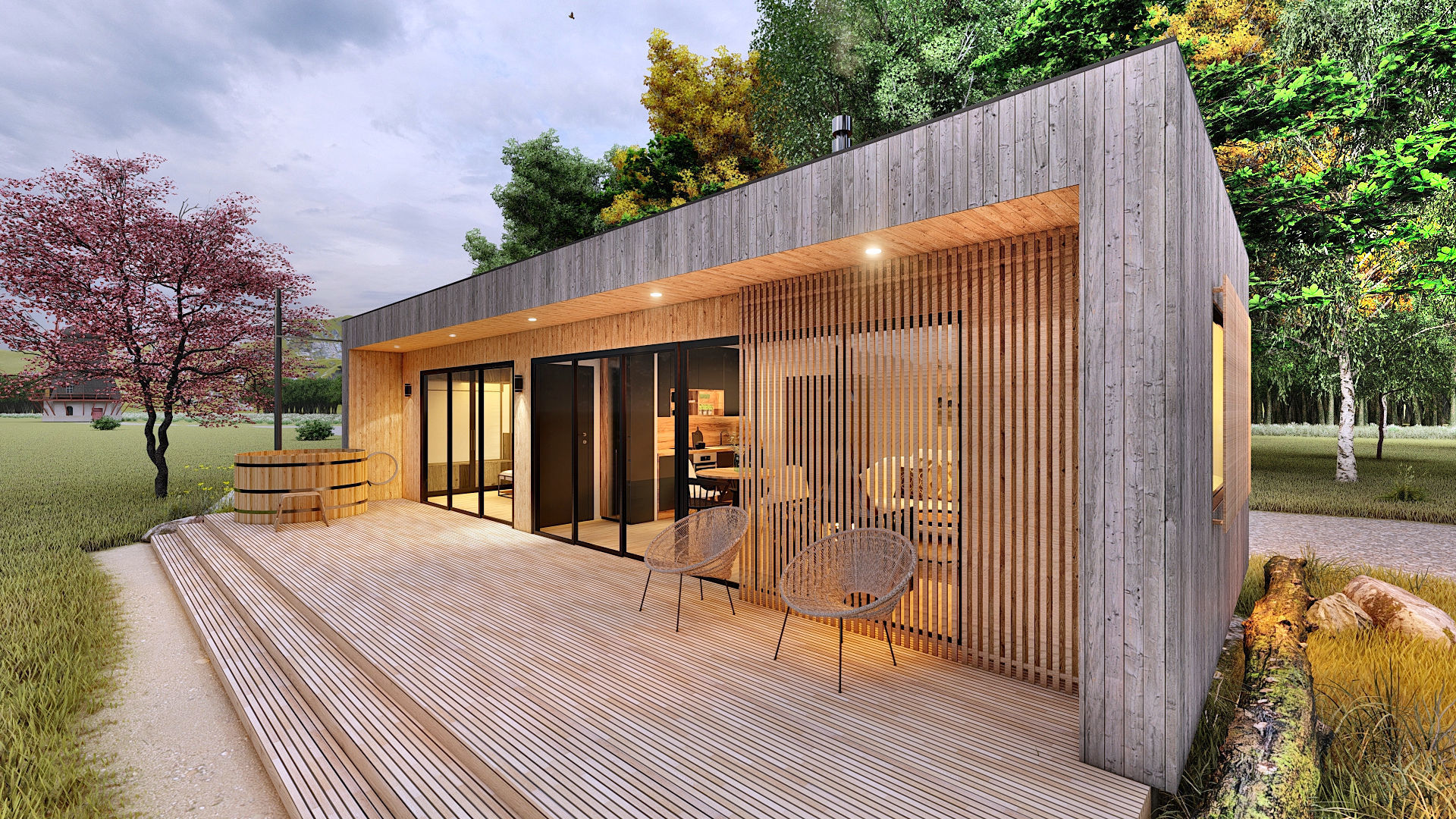 modern vacation residential house on 40m2 3d model Low-poly 3D model_1