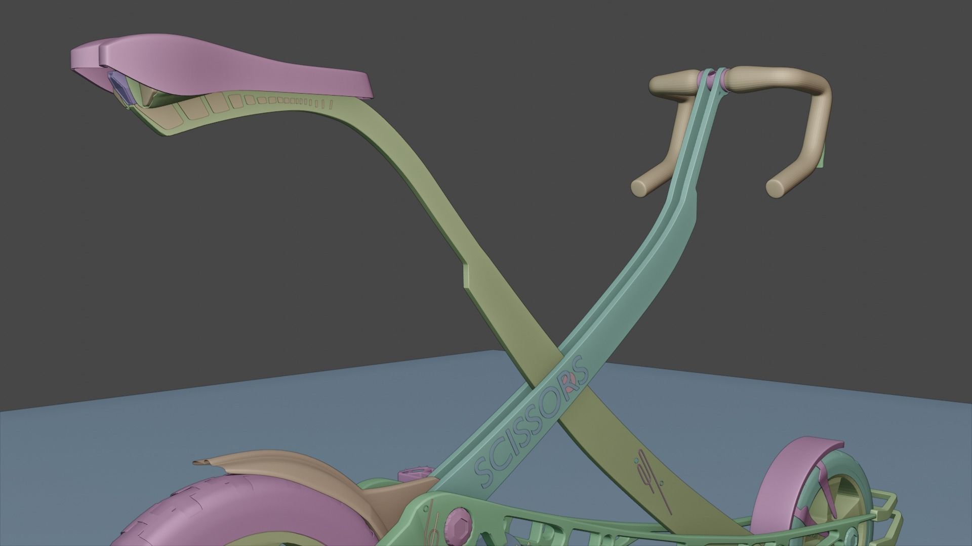 Scissors future bike concept  Low-poly 3D model_10