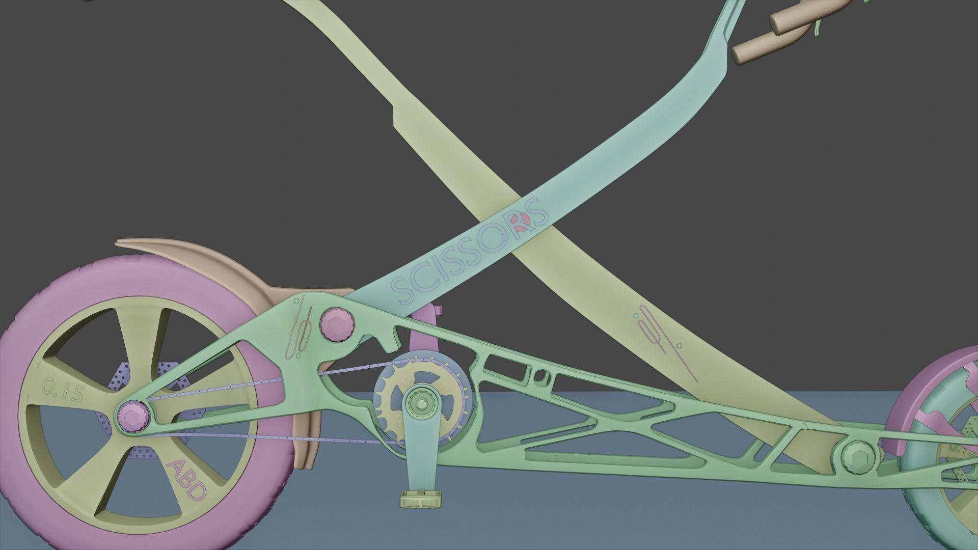 Scissors future bike concept  Low-poly 3D model_11