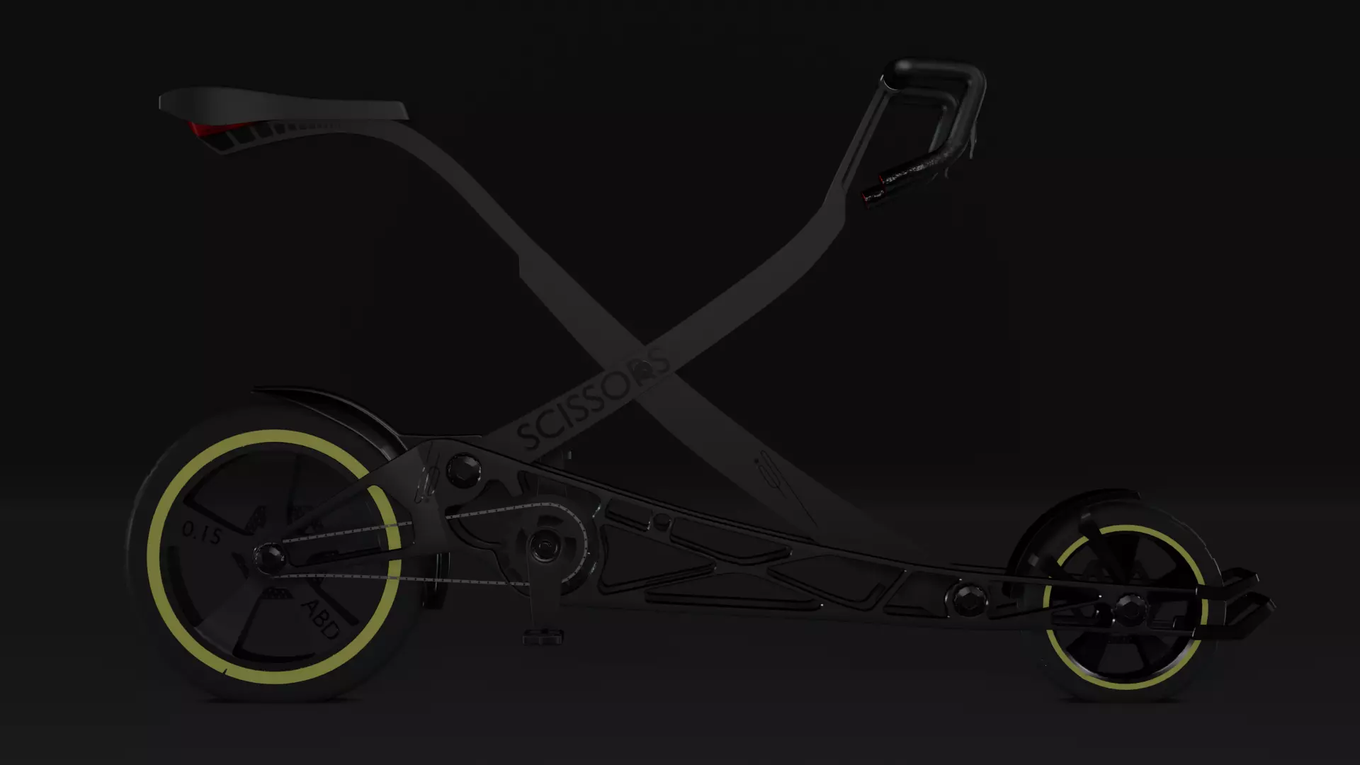 Scissors future bike concept  Low-poly 3D model_0