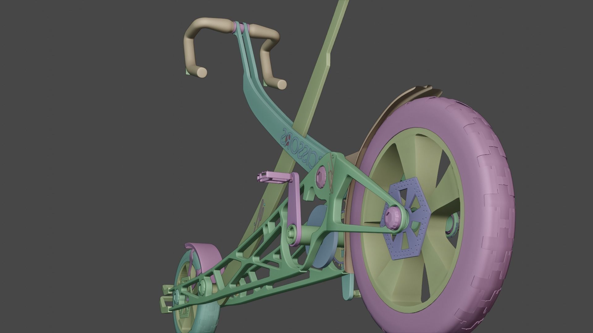 Scissors future bike concept  Low-poly 3D model_12