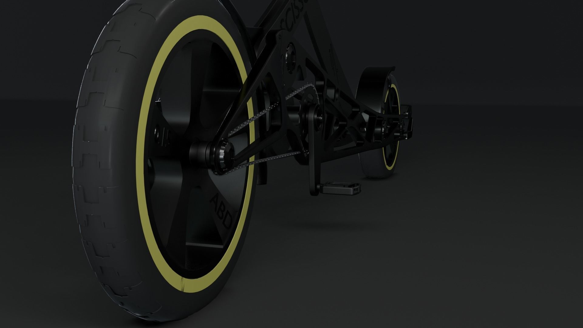 Scissors future bike concept  Low-poly 3D model_3