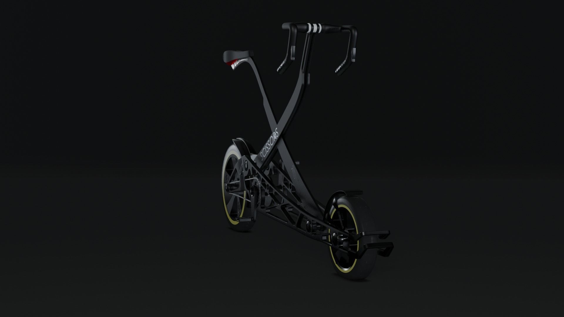 Scissors future bike concept  Low-poly 3D model_1