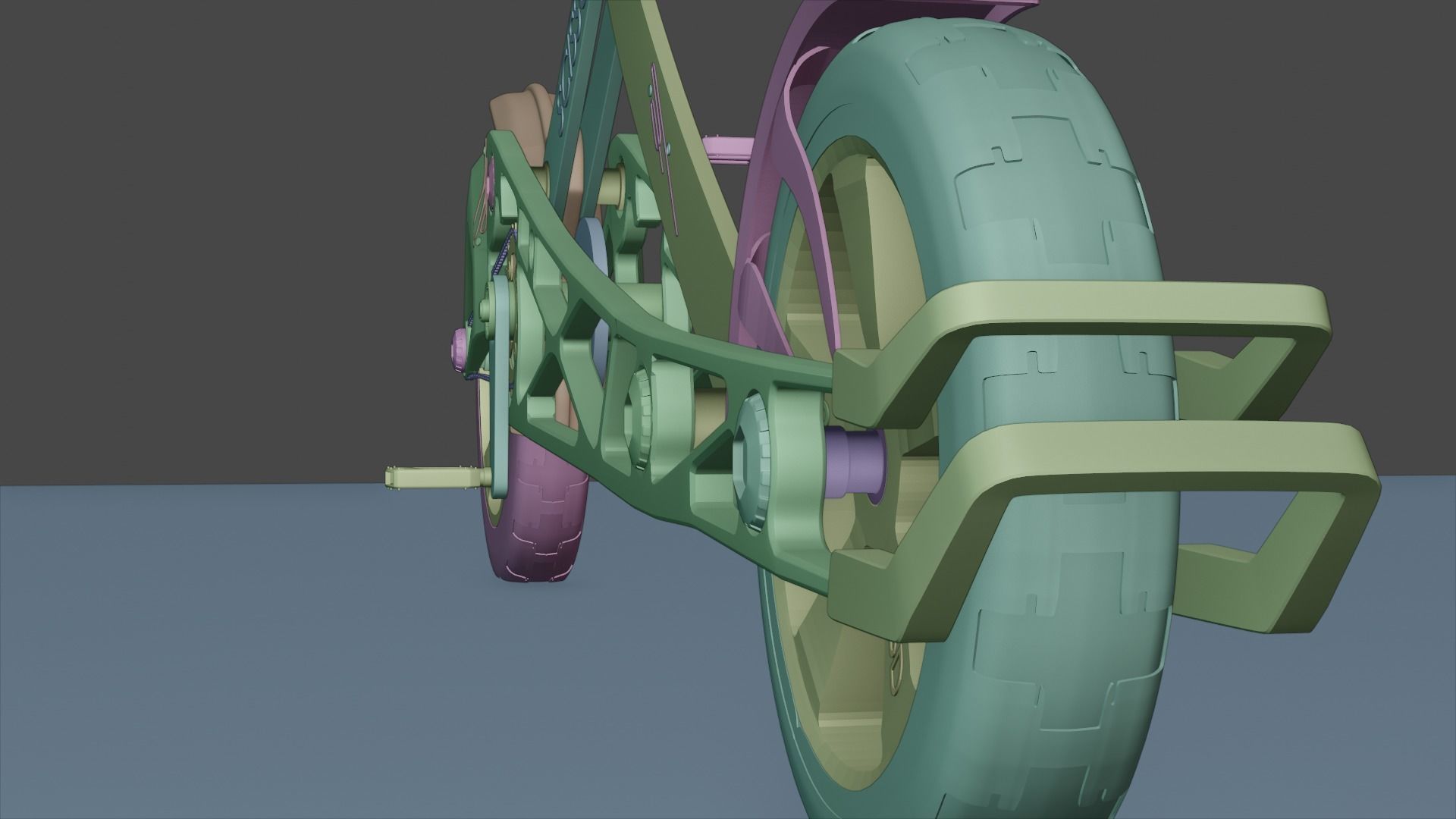 Scissors future bike concept  Low-poly 3D model_8