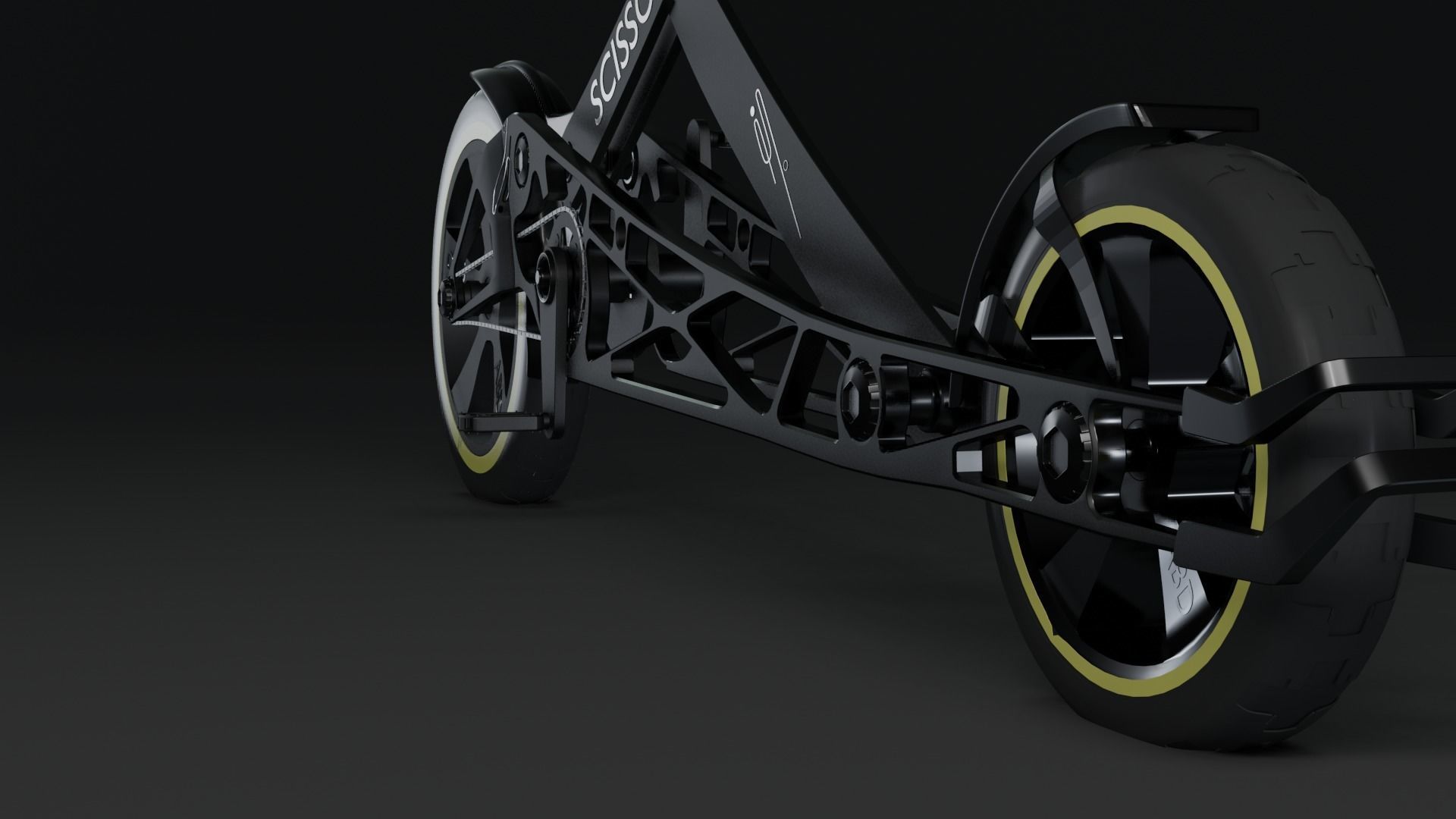 Scissors future bike concept  Low-poly 3D model_2