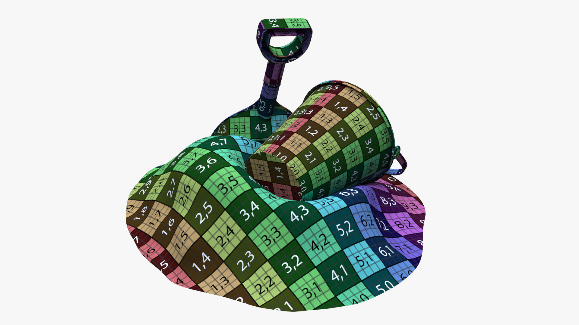 Bucket with sand and shovel  3D model_7