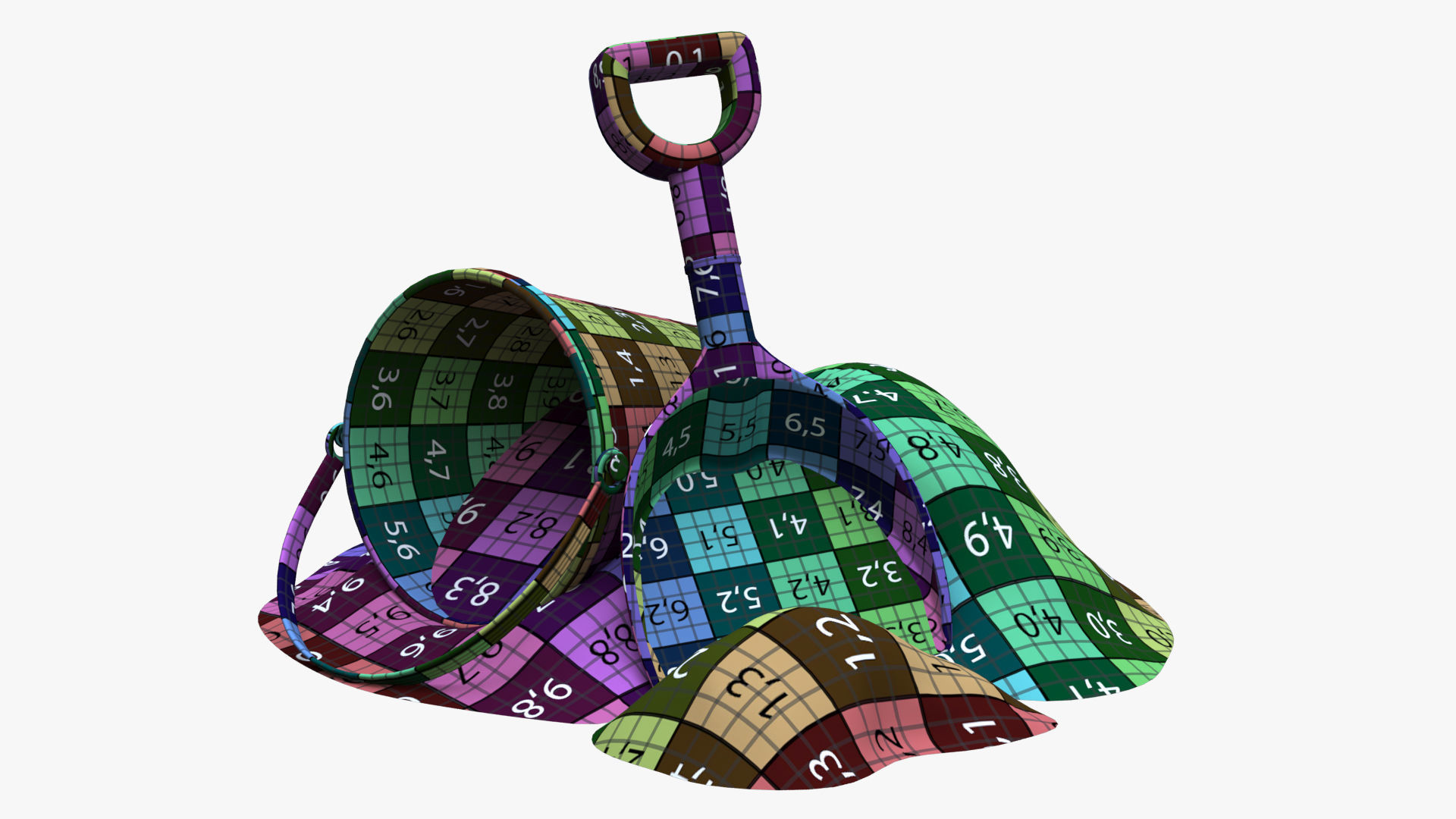 Bucket with sand and shovel  3D model_6