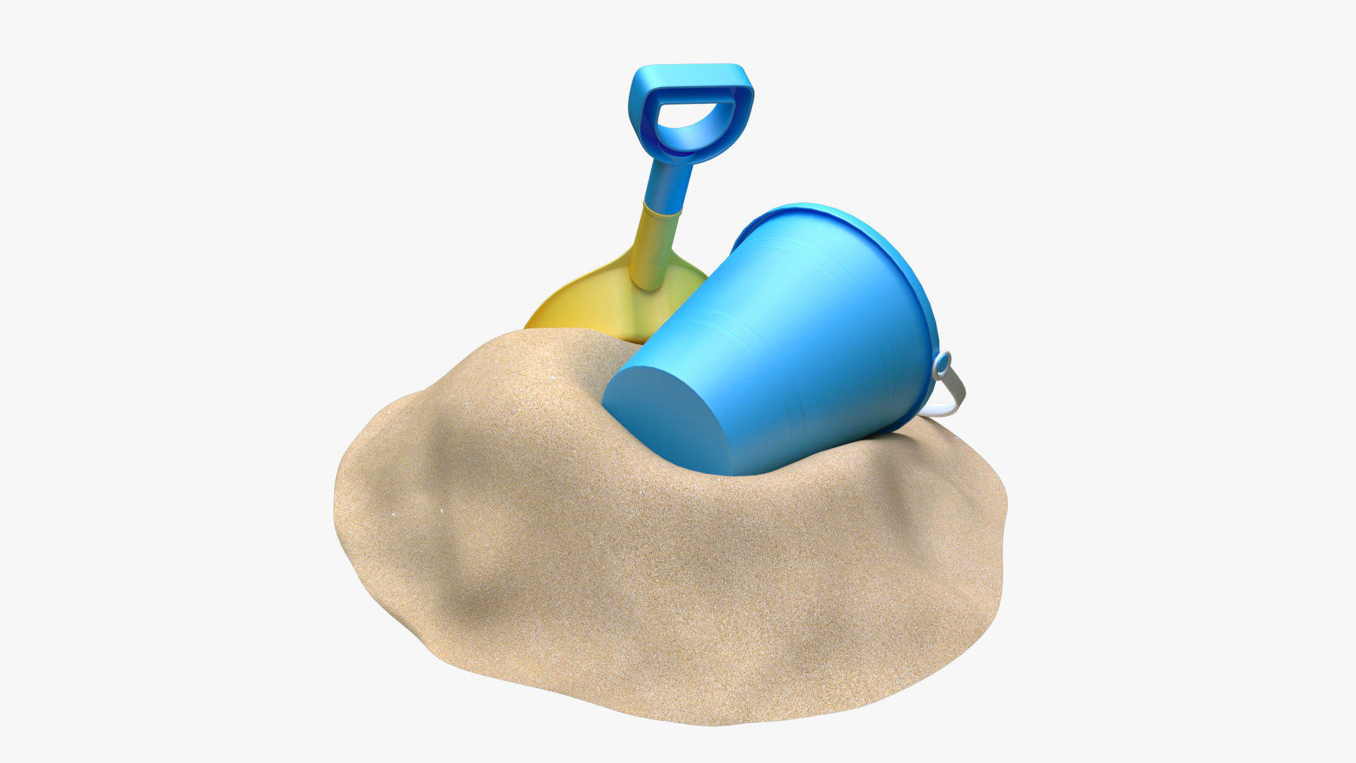 Bucket with sand and shovel  3D model_1