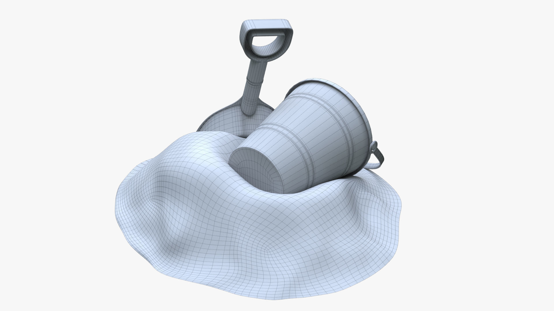 Bucket with sand and shovel  3D model_5