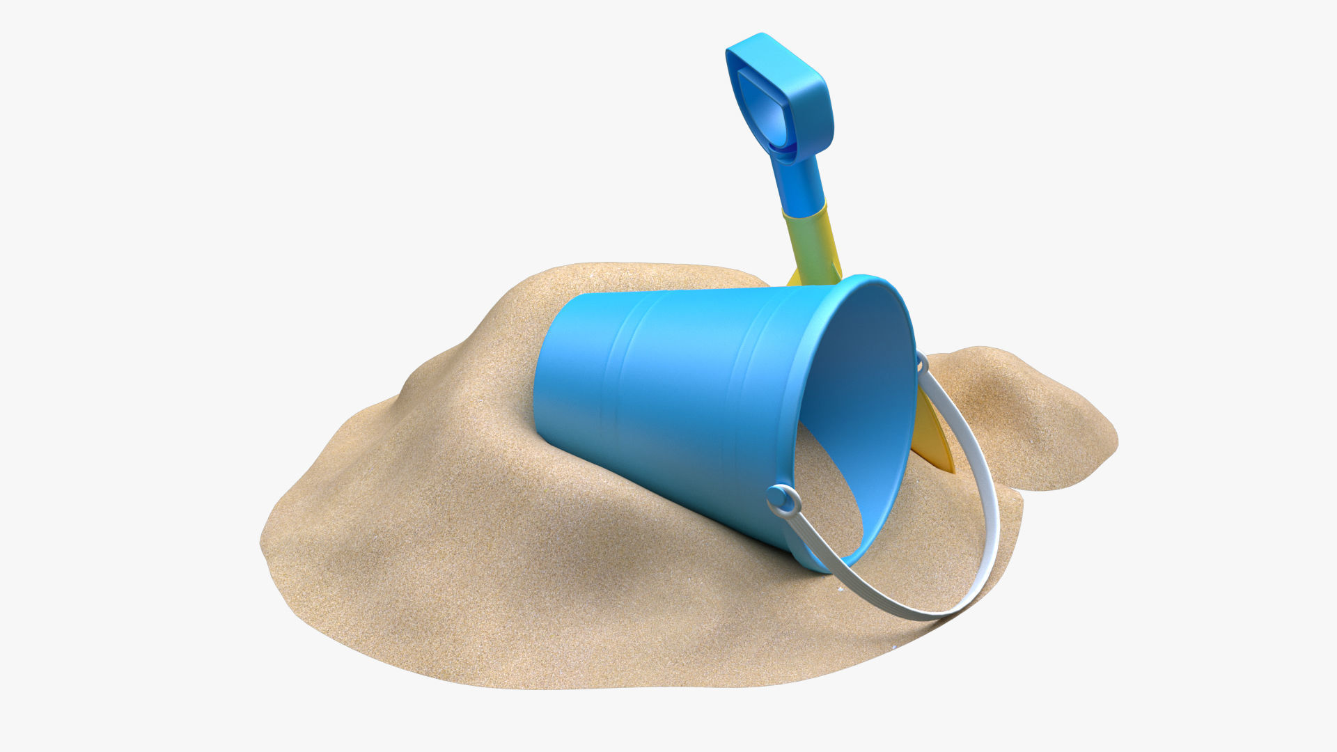 Bucket with sand and shovel  3D model_2