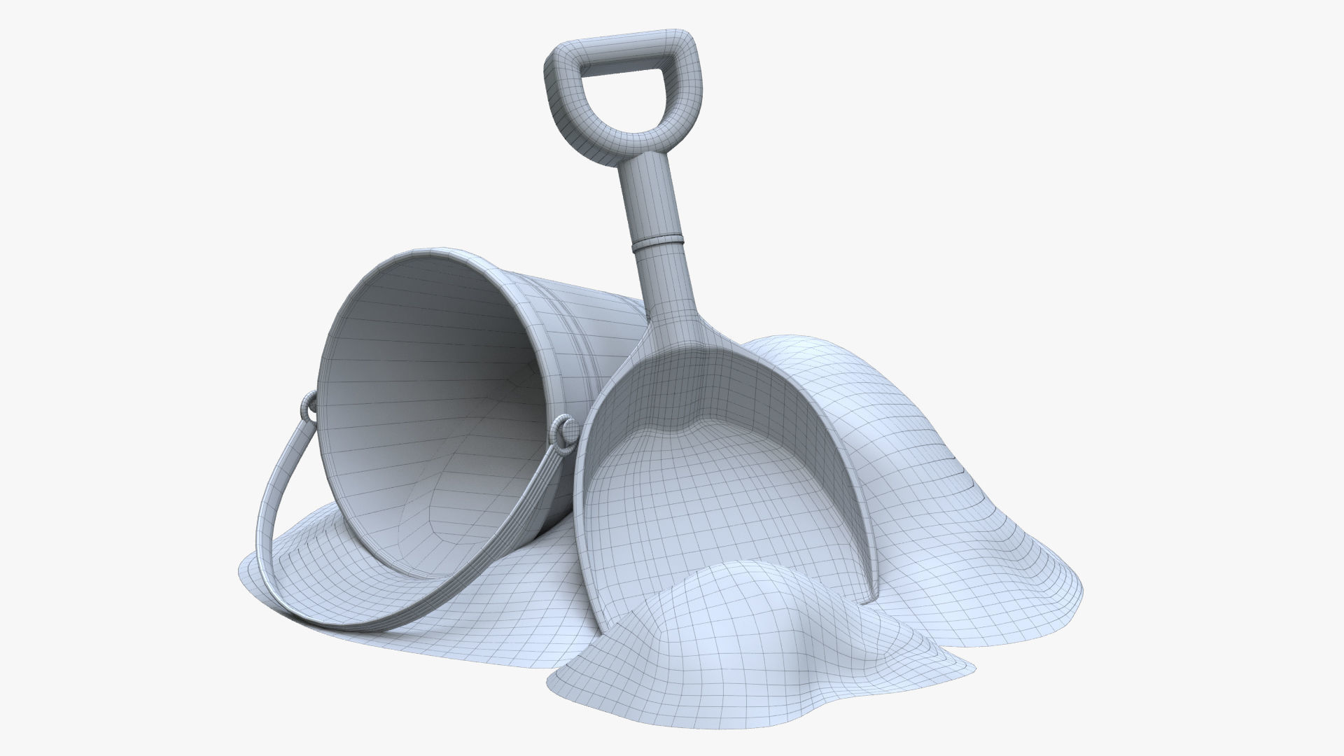 Bucket with sand and shovel  3D model_4