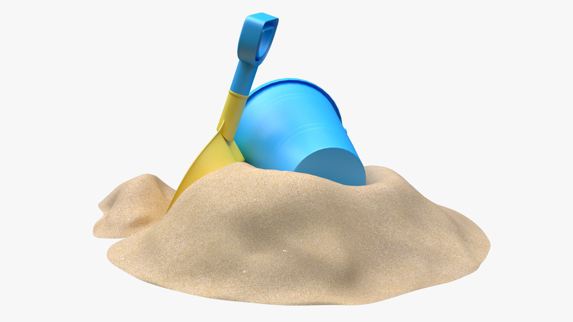 Bucket with sand and shovel  3D model_3