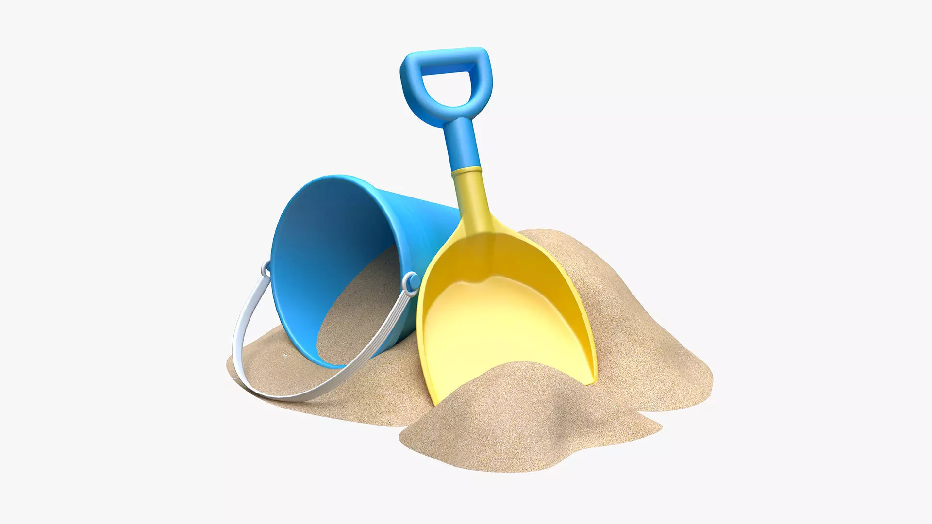 Bucket with sand and shovel  3D model_0