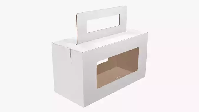 Empty carrying corrugated cardboard box with handle 01 3D model