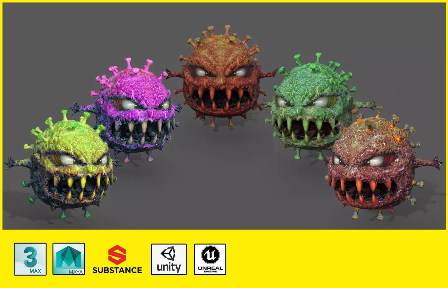 Covid monster Low-poly 3D model_0