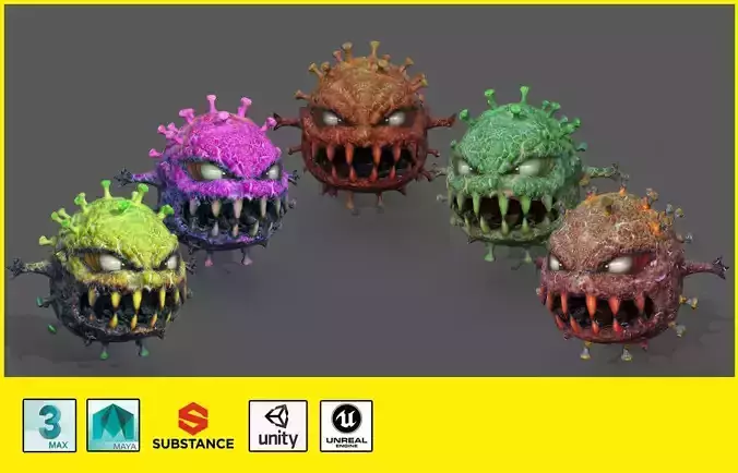 Covid monster Low-poly 3D model