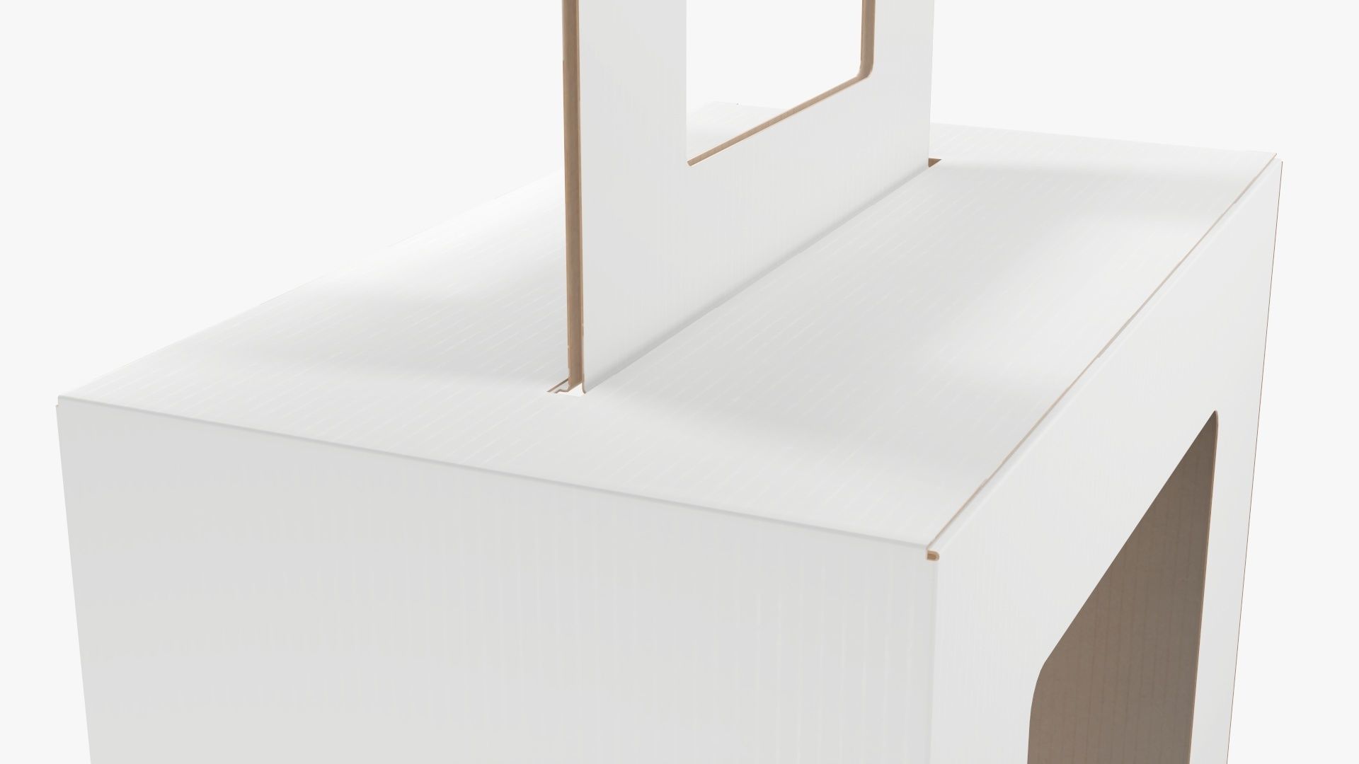 Empty carrying corrugated cardboard box with handle 02 3D model_4