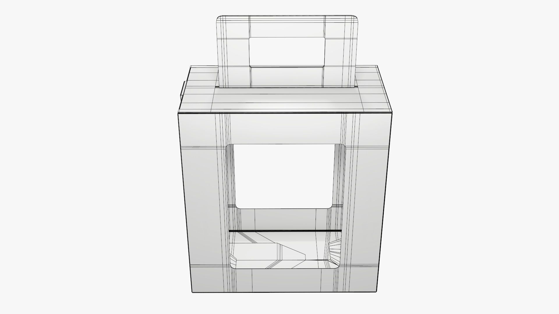 Empty carrying corrugated cardboard box with handle 02 3D model_6