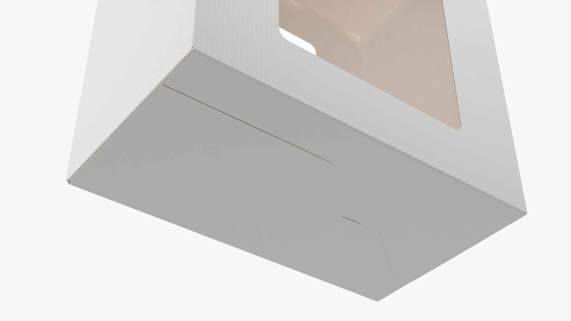 Empty carrying corrugated cardboard box with handle 02 3D model_2