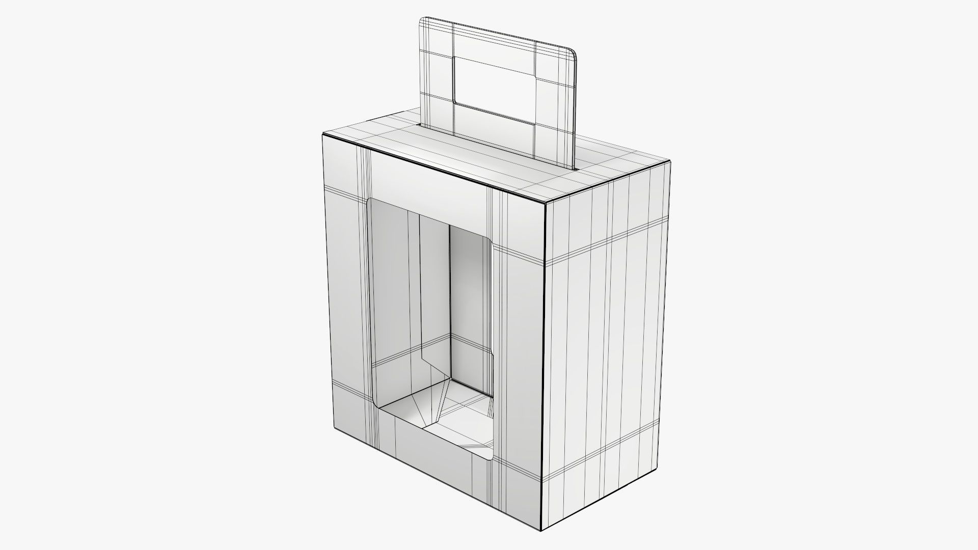 Empty carrying corrugated cardboard box with handle 02 3D model_8