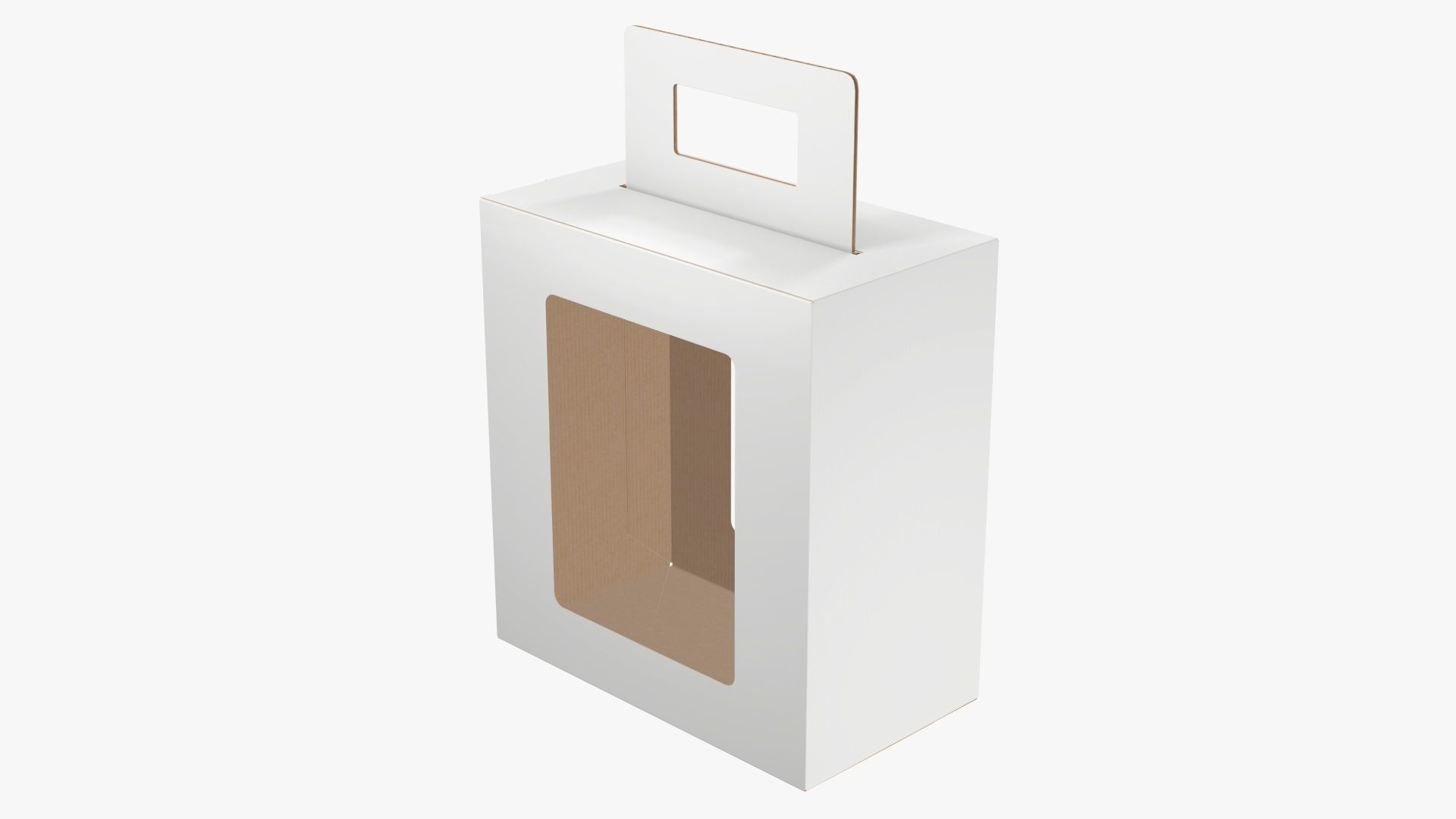 Empty carrying corrugated cardboard box with handle 02 3D model_3