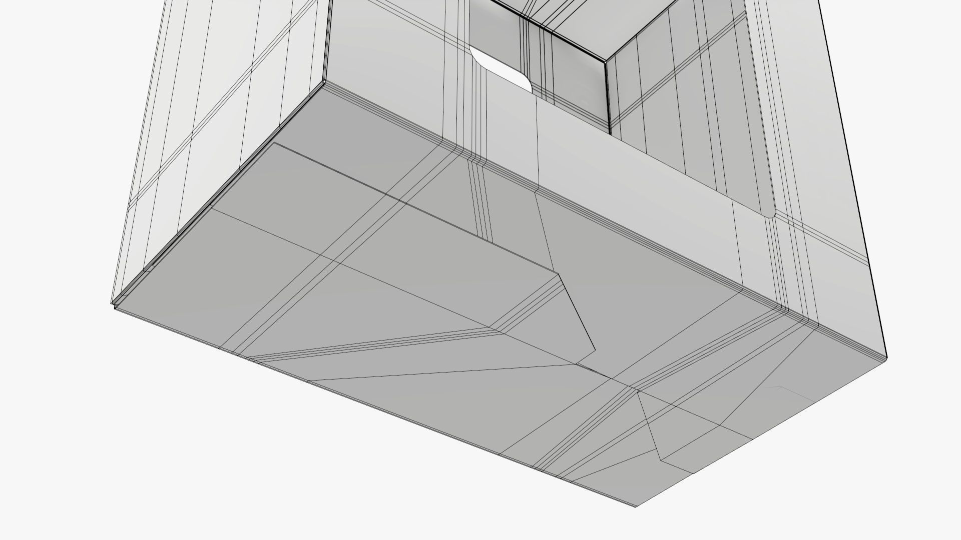 Empty carrying corrugated cardboard box with handle 02 3D model_7