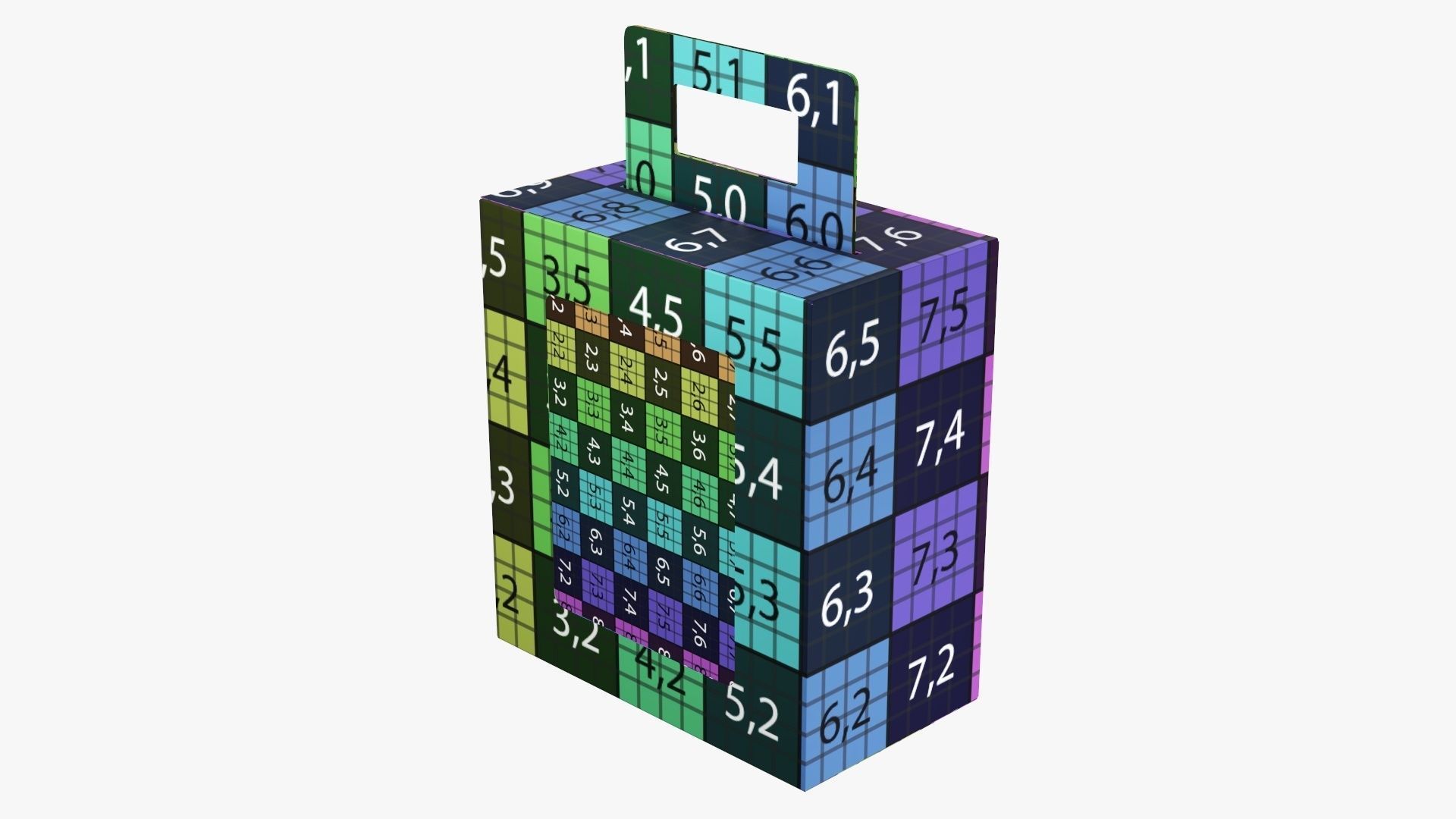 Empty carrying corrugated cardboard box with handle 02 3D model_12