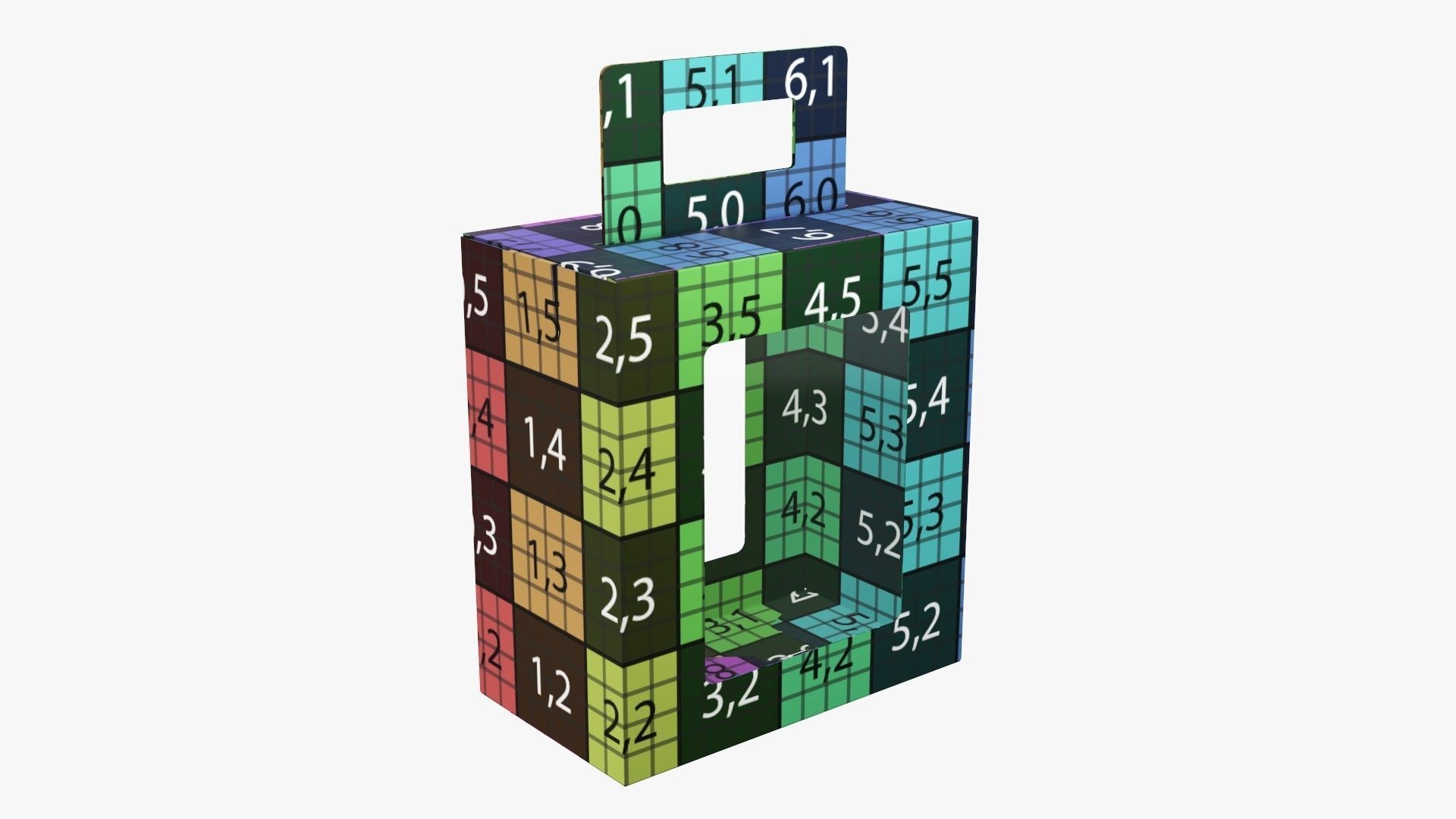 Empty carrying corrugated cardboard box with handle 02 3D model_10