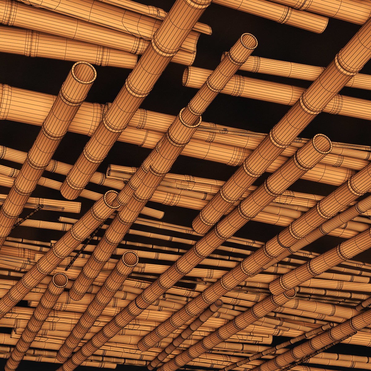Bamboo ceiling decor tiki bar 3D model_15
