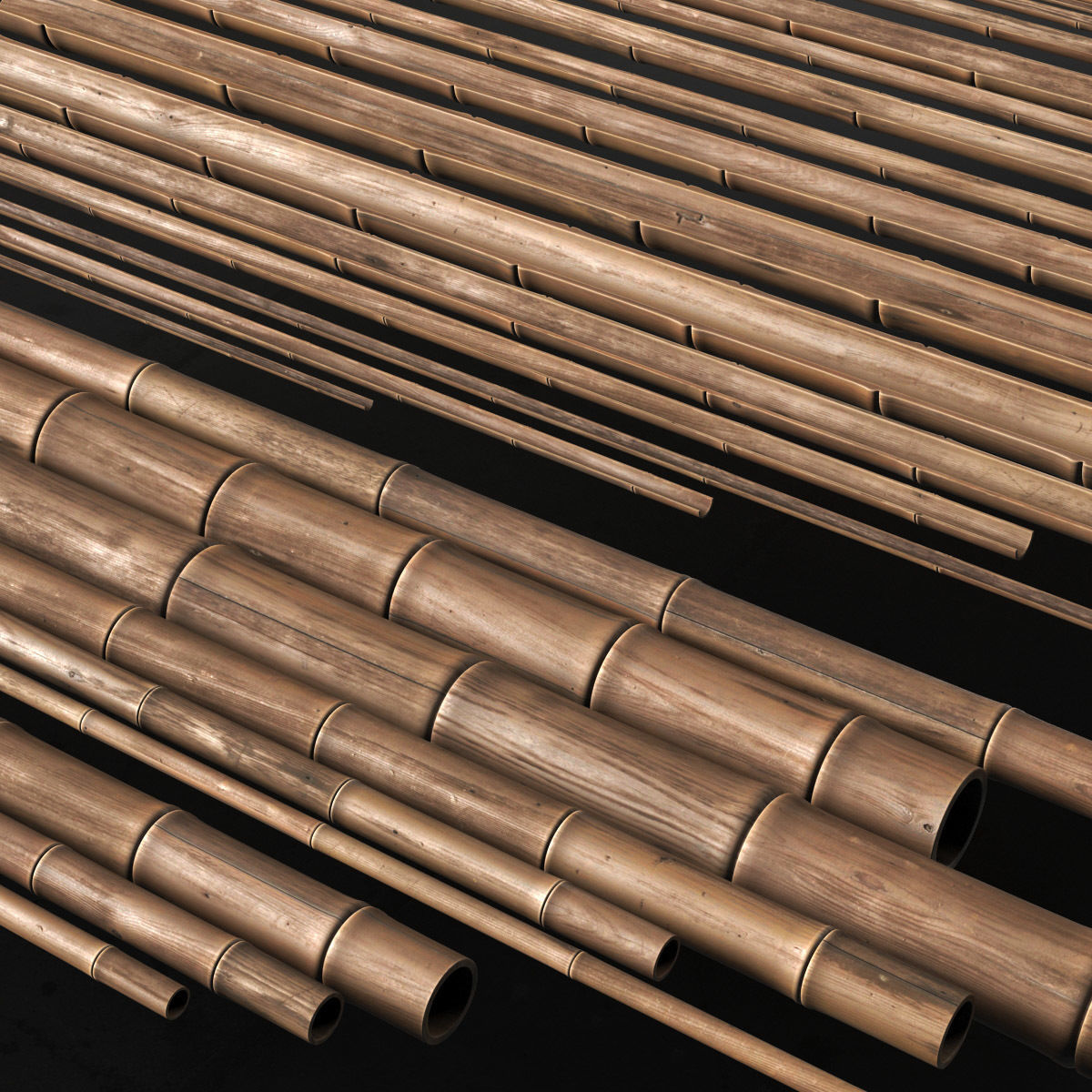 Bamboo ceiling decor tiki bar 3D model_10