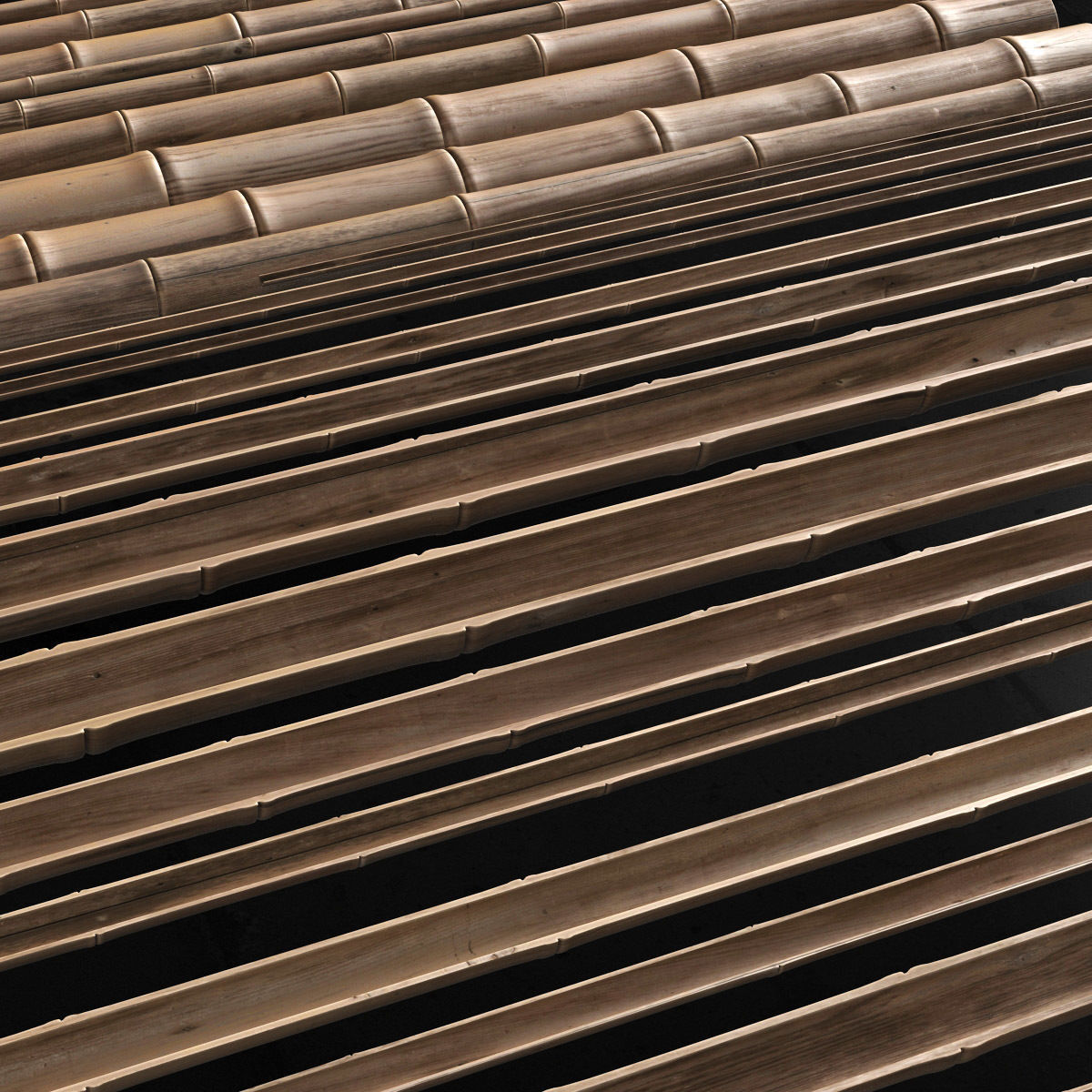 Bamboo ceiling decor tiki bar 3D model_11