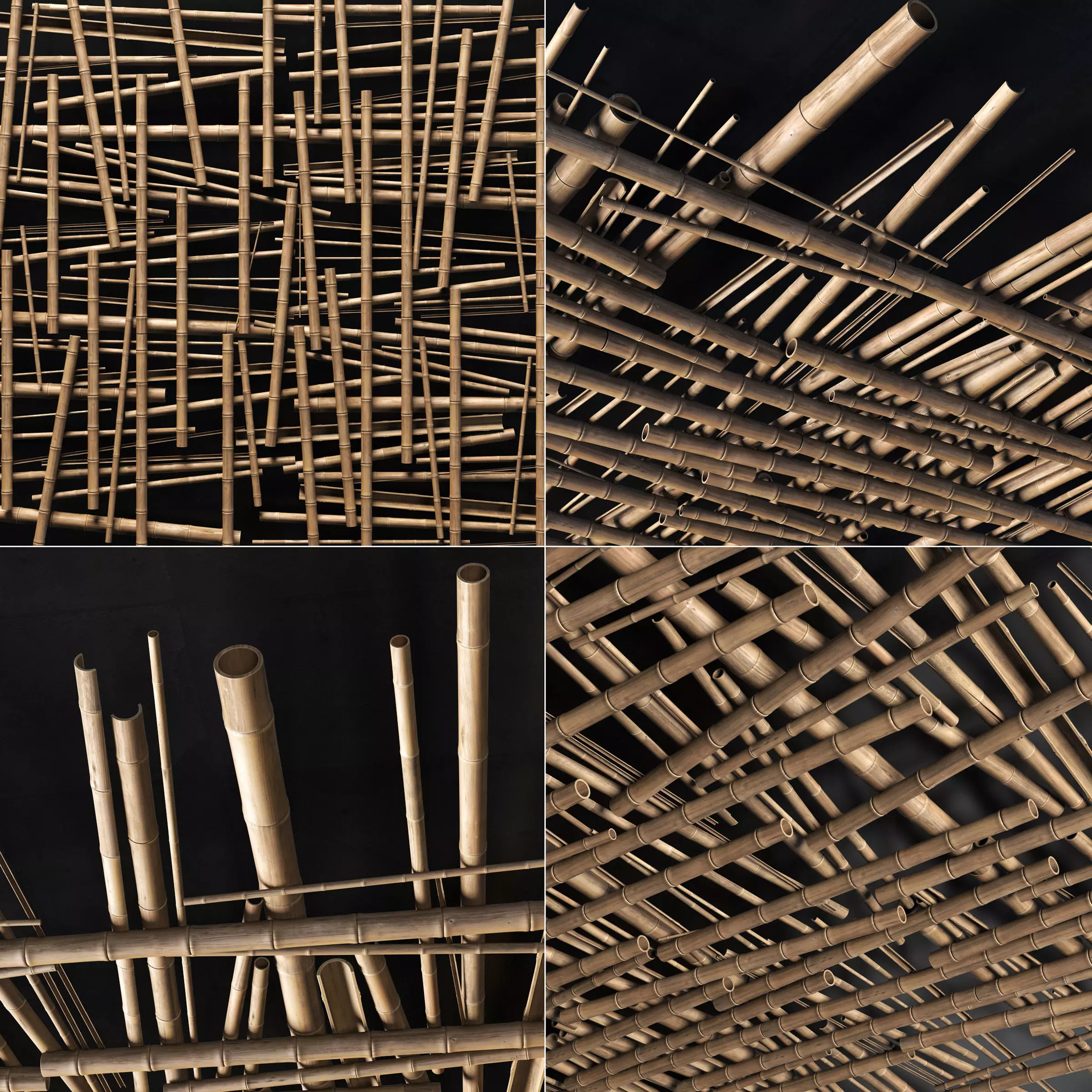 Bamboo ceiling decor tiki bar 3D model_0