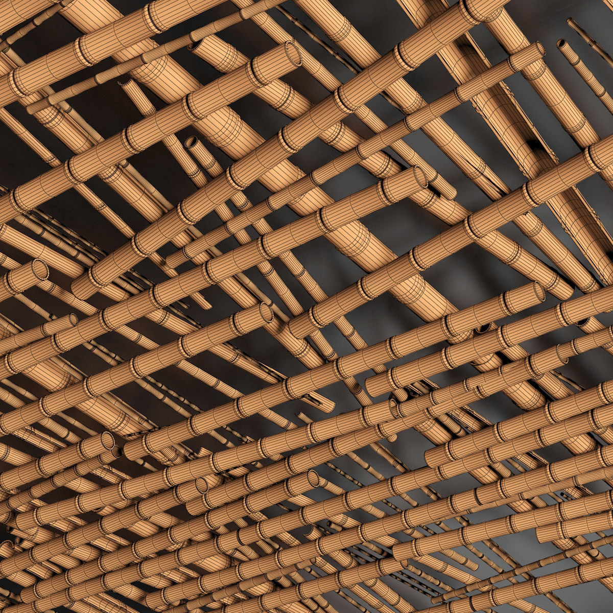 Bamboo ceiling decor tiki bar 3D model_17