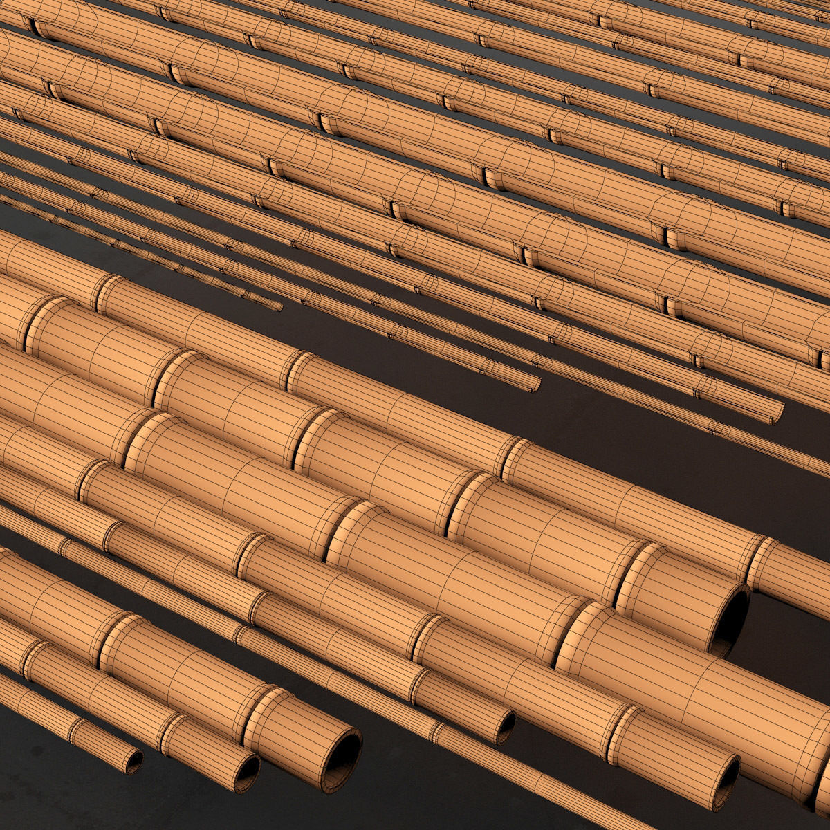 Bamboo ceiling decor tiki bar 3D model_21