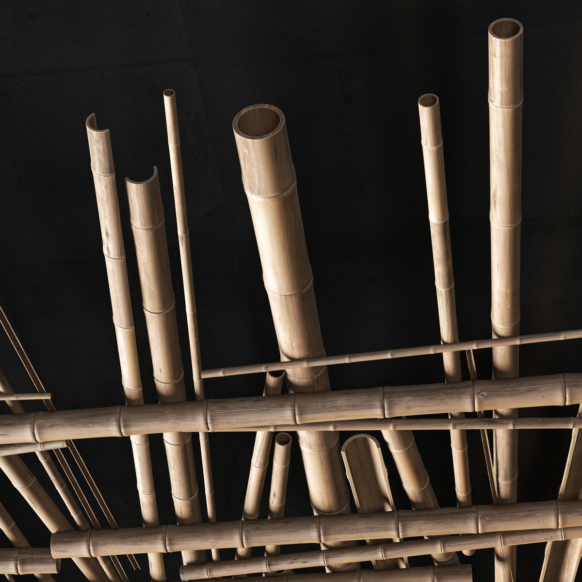 Bamboo ceiling decor tiki bar 3D model_6