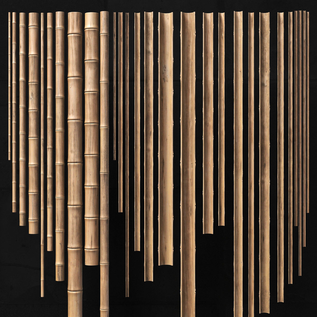 Bamboo ceiling decor tiki bar 3D model_9