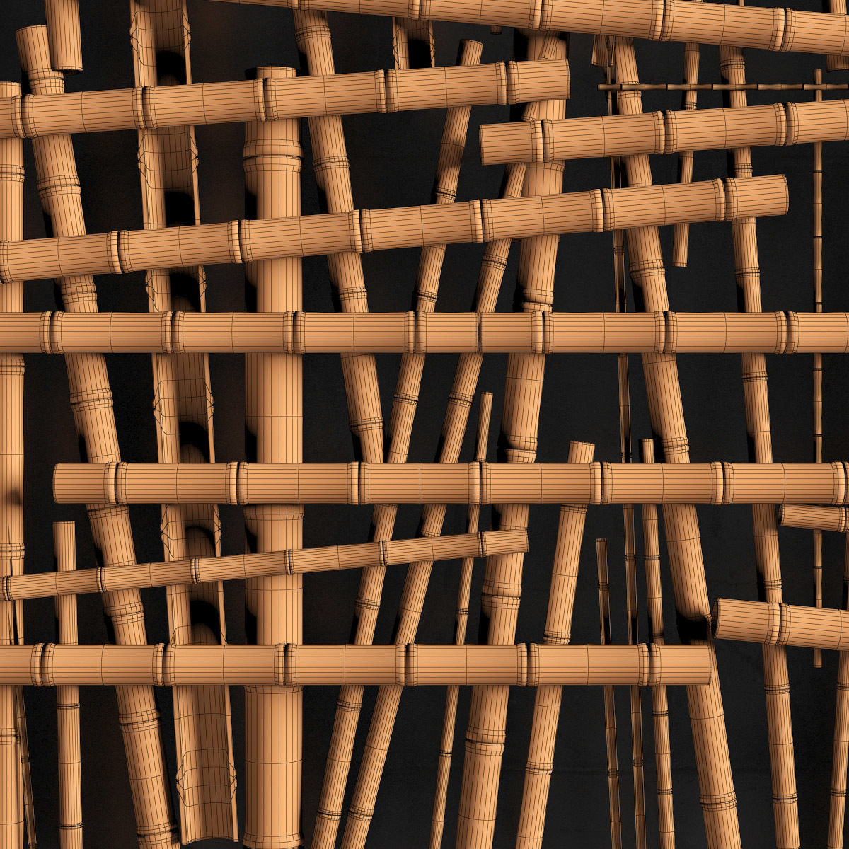 Bamboo ceiling decor tiki bar 3D model_19