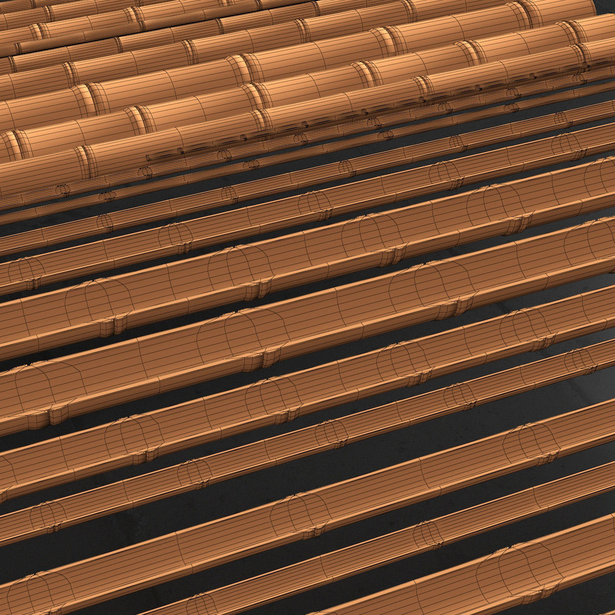 Bamboo ceiling decor tiki bar 3D model_22