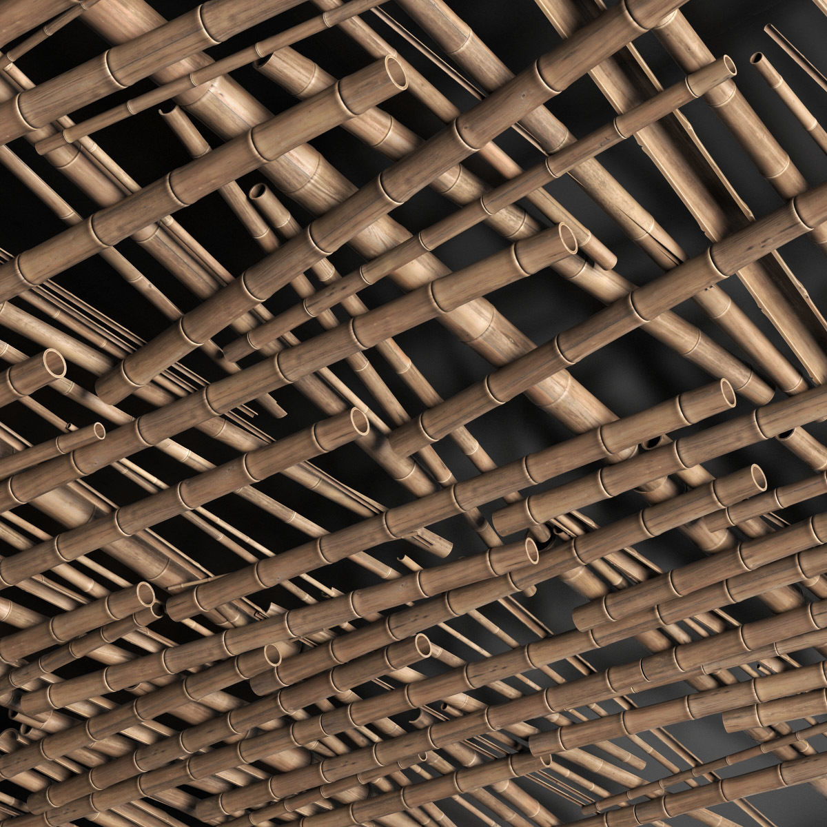 Bamboo ceiling decor tiki bar 3D model_5