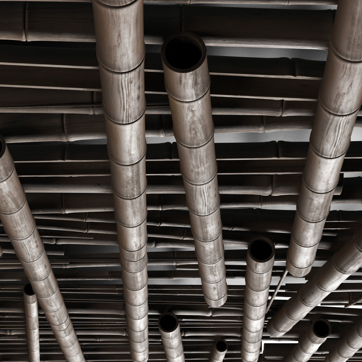 Bamboo ceiling decor tiki bar 3D model_3