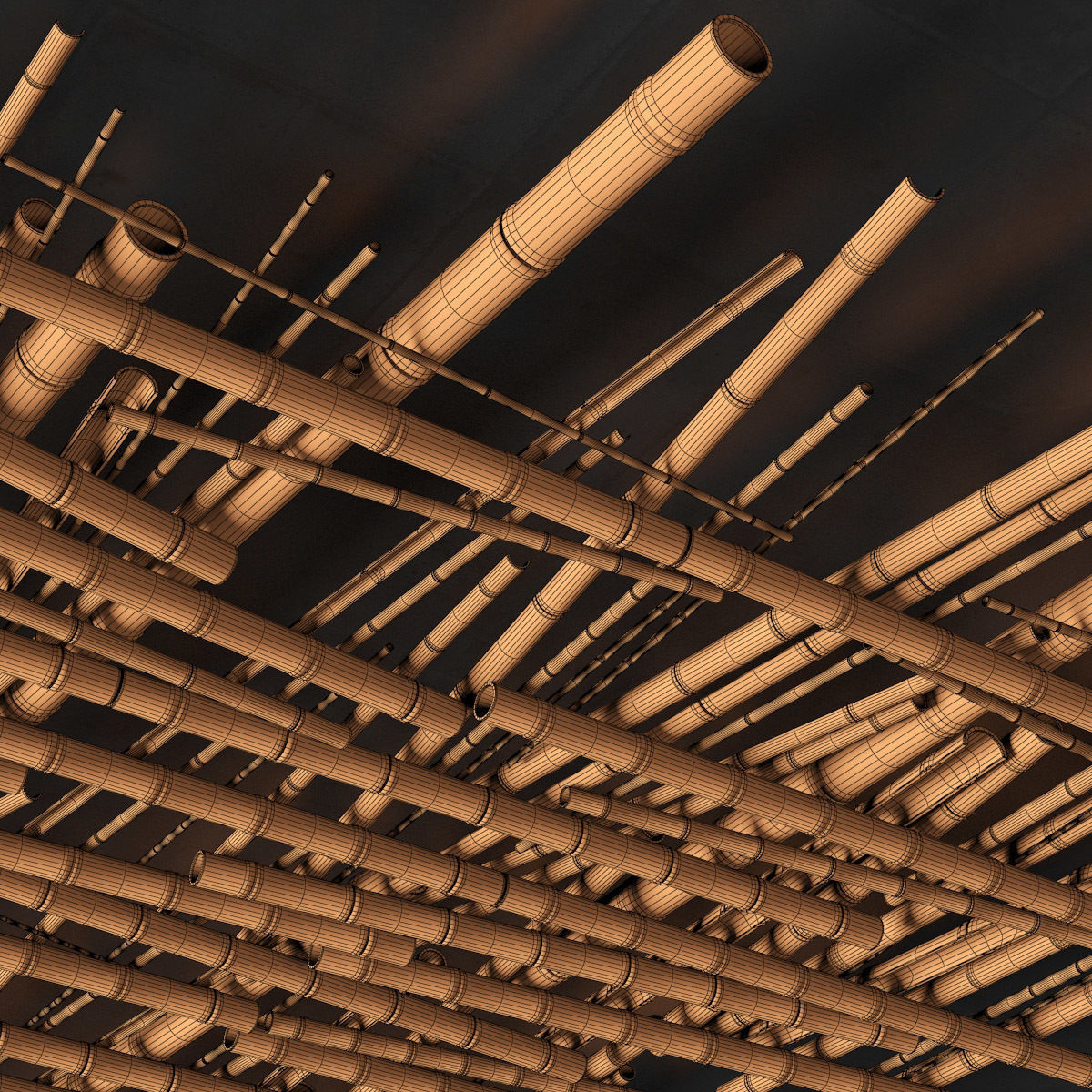 Bamboo ceiling decor tiki bar 3D model_16