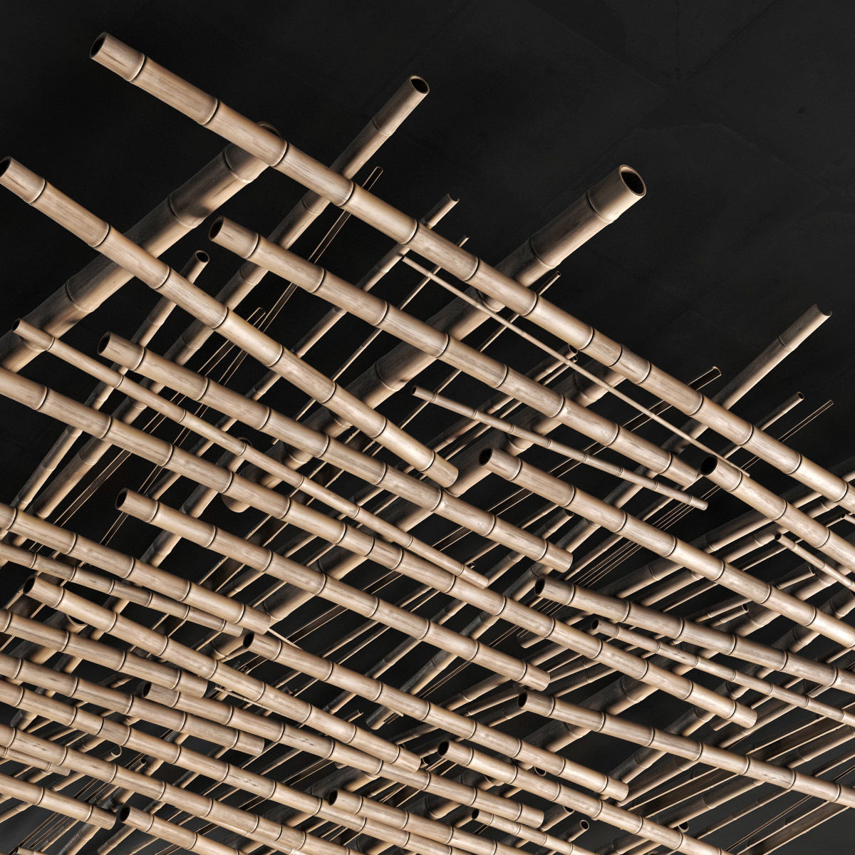 Bamboo ceiling decor tiki bar 3D model_2