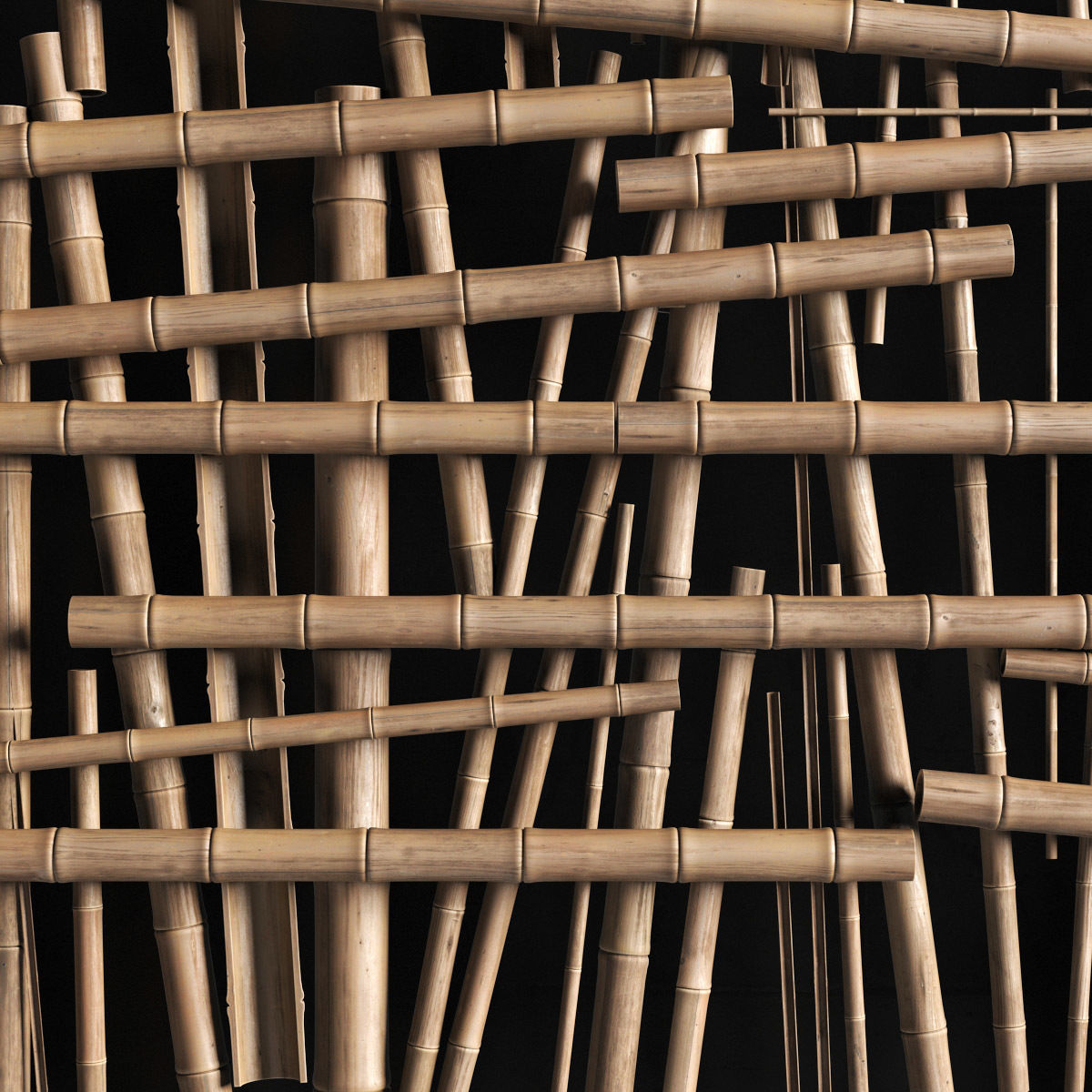 Bamboo ceiling decor tiki bar 3D model_8