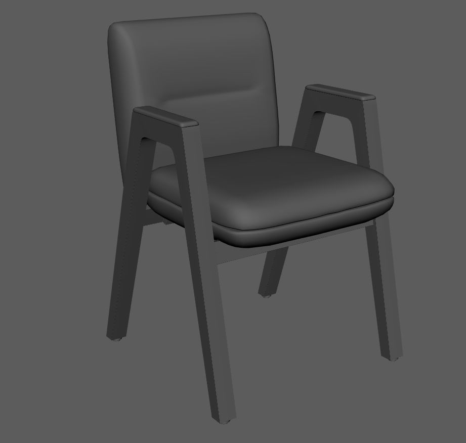 Chair with Cushion Low-poly 3D model_2