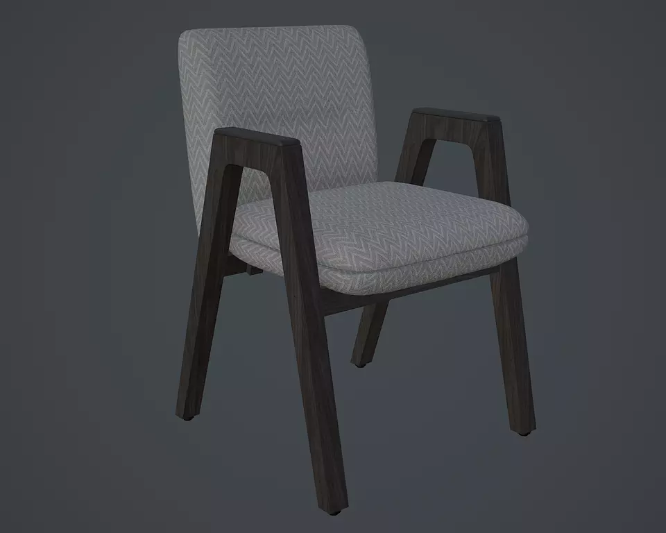 Chair with Cushion Low-poly 3D model_0